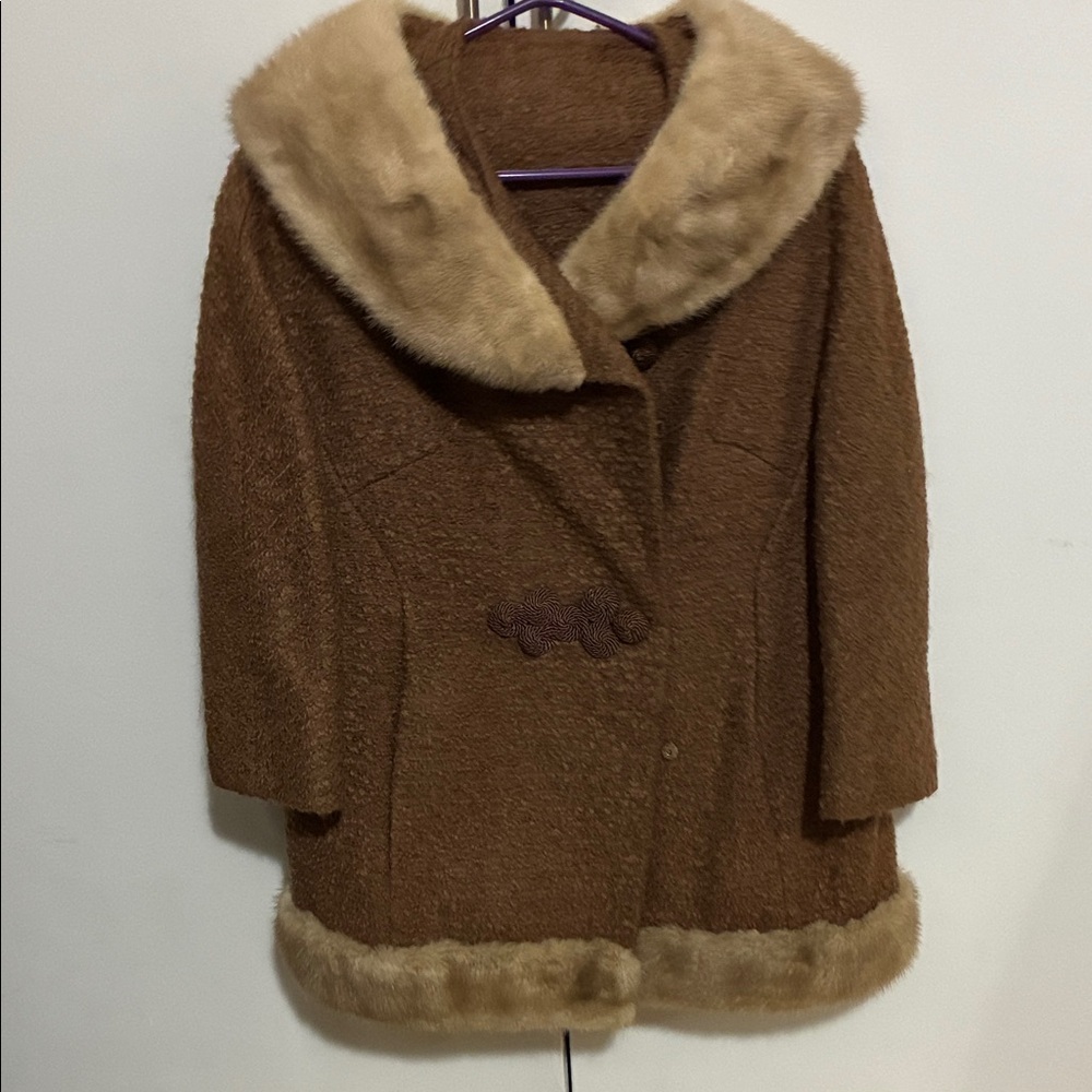 Women's Brown Jacket mink trimmings
